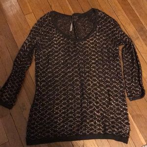 Free people gold and brown shimmer sweater